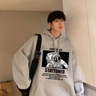 Áo hoodie,Áo hoodie unisex nỉ bông fom rộng hình in phi hành gia nam nữ mặc cực chất