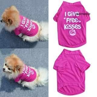 Áo thun họa tiết chữ I Give Free Kisses kèm hình môi thời trang dành cho cún