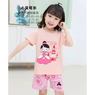 (16-23KG)Bộ cộc tay xuất Hàn cotton Quảng Châu cho bé GÁI sz nhỡ (70-75-80)