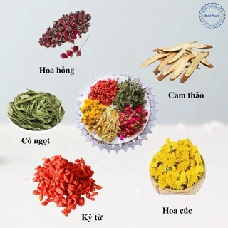 Set trà hoa hồng 5 vị thanh lọc đẹp da (hoa hồng, cam thảo, kỷ tử, hoa cúc, cỏ ngọt)