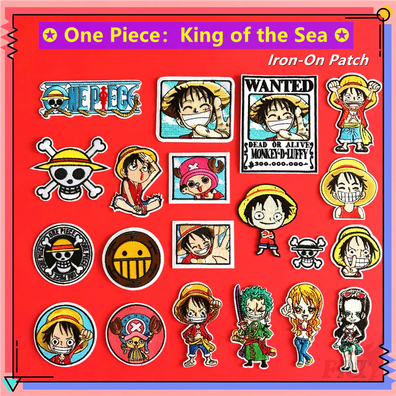 ♚ One Piece：King of The Sea Series 01 - Anime Iron-On Patch ♚ 1Pc Luffy / Chopper / Nami / Zoro / Robin / Law DIY Sew on Iron on Badges Patches