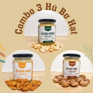 COMBO 3 HỘP BƠ HẠT KHÔNG ĐƯỜNG: BƠ HẠT ĐIỀU, BƠ ĐẬU PHỘNG (BƠ LẠC), BƠ HẠNH NHÂN | Slimfood| Ăn Kiêng - Eatclean