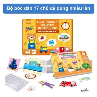 Học liệu bóc dán Montessory cho bé, học liệu busy book bóc dán thông minh 17 chủ đề, Sách bóc dán tiếng Anh