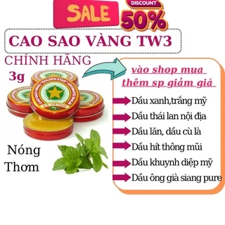 Dầu Cù Là Cao Sao Vàng TW3 3g( Say Tàu Xe, Trúng Gió, Nhức Đầu, Côn Trùng Cắn)