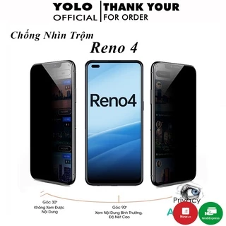 Kính cường lực oppo Reno 4 Chống Nhìn Trộm Full Màn Hình Tặng Kèm Khăn Lau