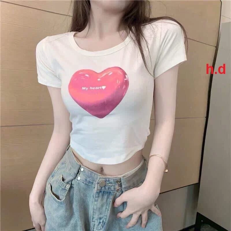 Áo croptop tim hồng HD12