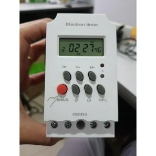 Công tắc hẹn giờ bật tắt luân phiên 16 lần trong 1 ngày công suất lớn 3000W 25A Digital time Switch KG316T PIN TỰ SẠC