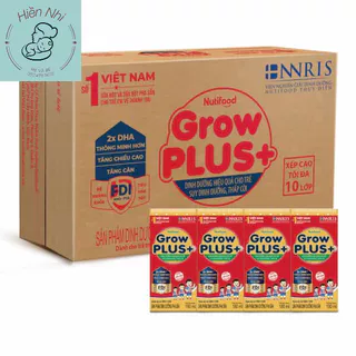 Lốc 4 hộp sữa pha sẵn Nutifood Grow plus+ đỏ 180ml mẫu mới FDI (Date 2024)