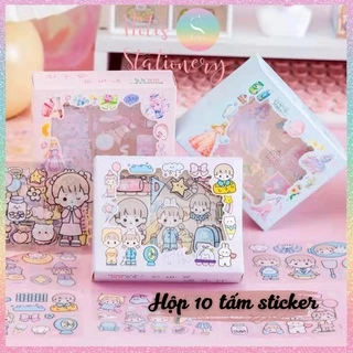 [HOTIS] Hộp 10 tờ Sticker Anime Nhật Hàn Trung trang trí sổ