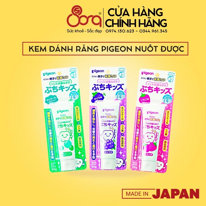 Kem đánh răng Pigeon Nhật bản hương nho, dâu, xilyton 50g