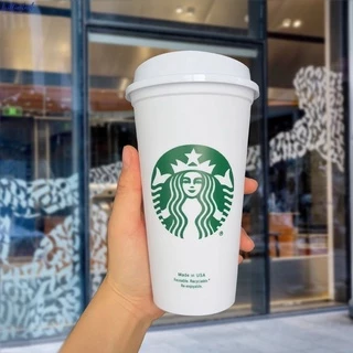 Tái sử dụng Starbucks Lạnh Ly Nhựa Màu Đen/Trắng Starbucks Tumbler với Nắp Rơm Cốc Đen 473ml/16Oz cốc cà phê