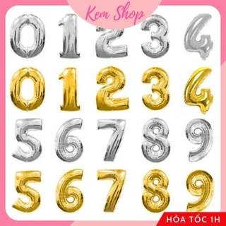 Bóng số sinh nhật size 41cm màu vàng bạc hồng gold trang trí sinh nhật - Kemshop K31
