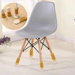 Set 4 Vỏ Bọc Chân Bàn Ghế CHÂN MÈO, Tất Bọc Chân Ghế Gỗ Hình Móng Mèo Bằng Len Dễ Thương Chống Trượt Chống Mài Mòn