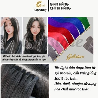 Tóc line dán làn từ sợi protein, Tóc giả đẹp tóc kẹp dài thẳng light 65cm lọn nhiều màu phong cách Hàn Quốc Galistore