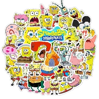 Set 50 sticker hình SpongeBob hoạt hình dễ thương dùng trang trí ván trượt / xe đạp / vali hành lý / Laptop / Notebook