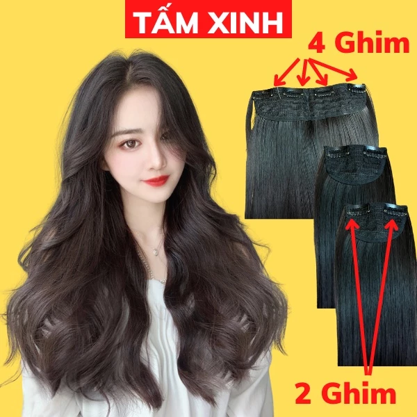 Tóc giả nữ đẹp thời trang trẻ TẤM XINH làm dầy và tạo dáng tóc kiểu kẹp - Sét 3 dải mới