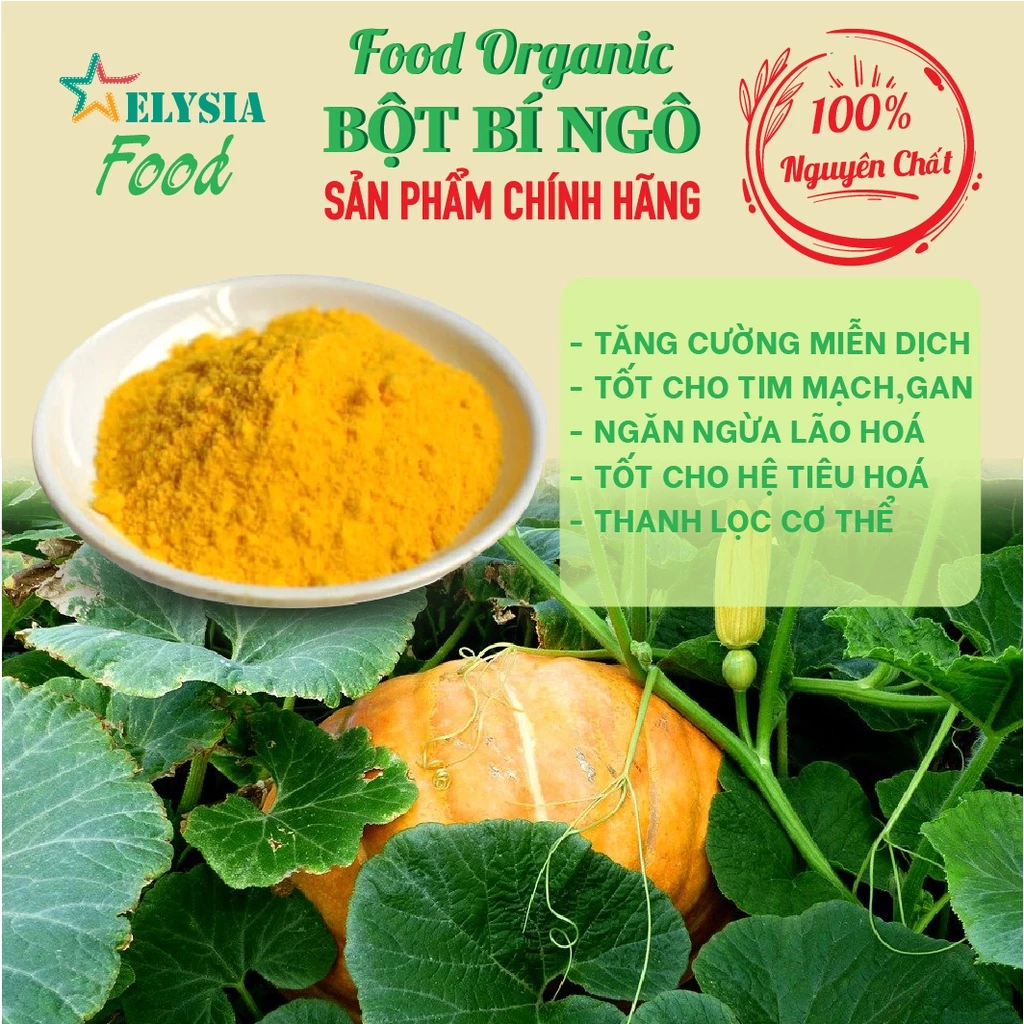 Bột bí đỏ nguyên chất 100% , hàng Organic không chất bảo quản tốt cho sức khỏe 10g, 50g