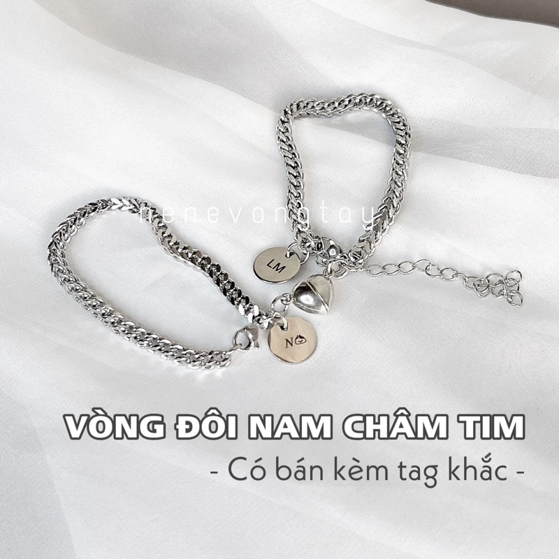 [CÓ SẴN] Vòng tay XÍCH M135 không rỉ - vòng đôi - tặng nam châm- CÓ KHẮC TÊN