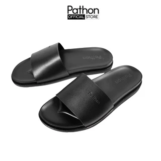 Dép nam quai ngang slipper Pathon quai Microfiber và đế 2 lớp màu đen quai đen SD18