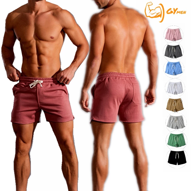 [ GYMEN ] Quần short thể thao nam  thoải mái vải cotton màu trơn chạy bộ tập thể dục quần bóng rổ thoáng khí nhanh khô cỡ lớn đàn hồi cao ngoài trời   huấn luyện  hút mồ hôi  mát mẻ vải