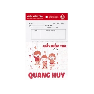 Giấy Kiểm Tra Ô Ly Cấp 1 Quang Huy - Tập kiểm tra chất lượng cao, chống loá mỏi mắt