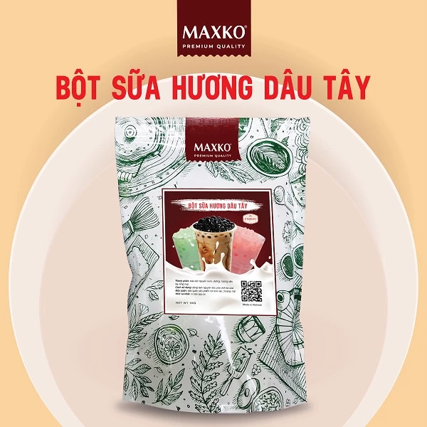 Bột Sữa Hương DÂU TÂY dùng pha chế trà sữa, túi 1KG