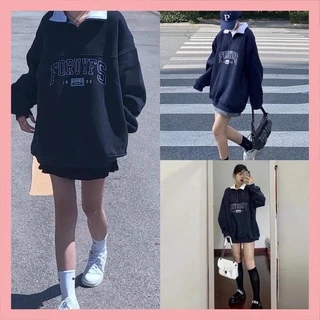 Áo Nỉ Zip Dài Tay Foruy 1988🌸Sweater cao cổ tay bồng, thun hoodie form rộng Ulzzang🌸Chất Nỉ Bông Đẹp Ko Bai xù