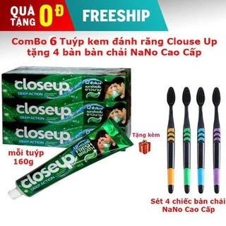 Combo 6 Tuýp Kem đánh răng Closeup Thái Lan tặng kèm 4 bàn chải NANO cao cấp