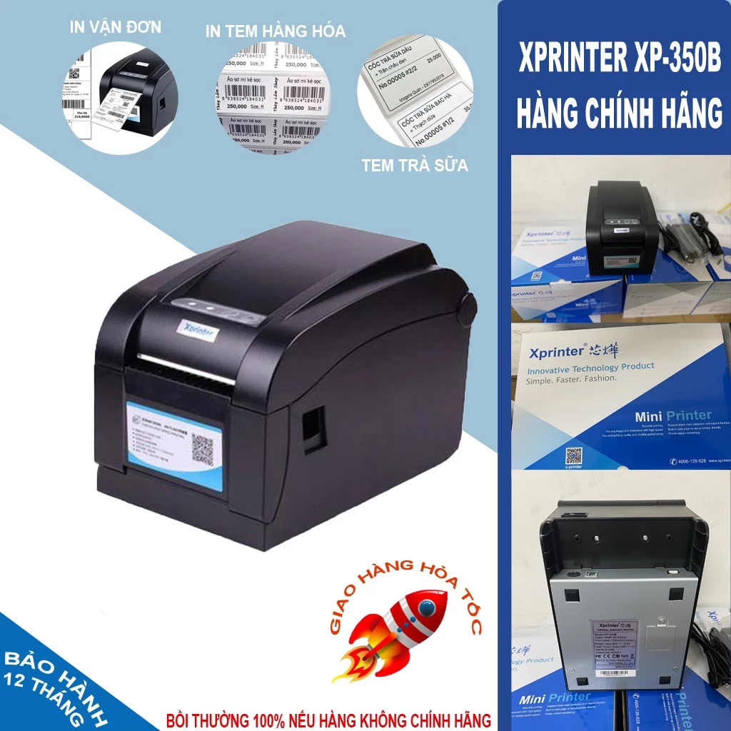 Máy In Xprinter XP-350B | XP-350BM | XP-365B -in Tem Mã Vạch, in đơn hàng - [BH 12 tháng]