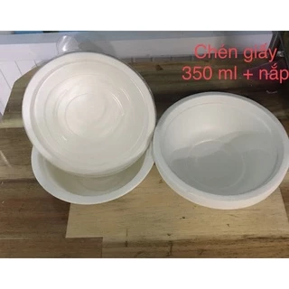 Combo 10 bộ chén giấy bã mía 350ml (Chén + nắp)