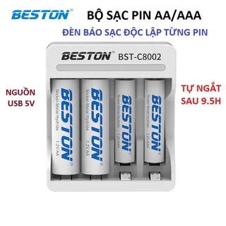 Bộ sạc pin tiêu chuẩn AA AAA Beston C8002 dùng cho micro không dây, máy ảnh, điều khiển, đồ chơi trẻ em, đồng hồ