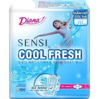 Băng vệ sinh Diana Sensi CoolFesh mát lạnh siêu mỏng cánh 23cm gói 8miếng