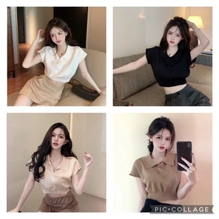 Senacloset - Áo croptop tay ngắn dễ thương năng động ( Ảnh thật kem video)