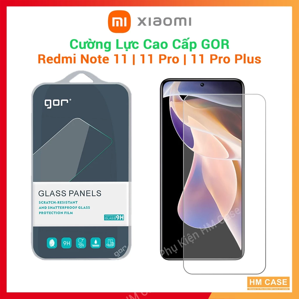 Bộ 2 Kính Cường Lực Gor Xiaomi Redmi Note 11 / Note 11 Pro / Note 11 Pro Plus, Không Full Cao Cấp Chính Hãng