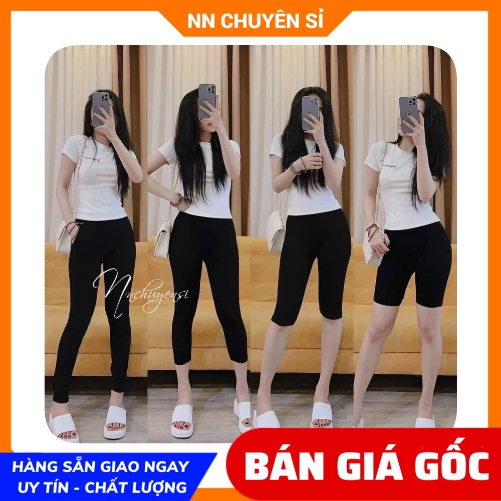 Quần legging cho nữ dài lửng ngố đùi chất thun mềm co giãn lên phom siêu nịn dáng TS395