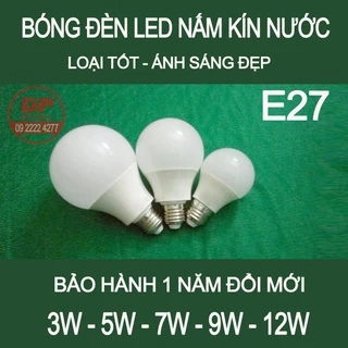 BÓNG ĐÈN LED NẤM KÍN NƯỚC – LOẠI 3W – 5W - 7W – 9W – 12W – BẢO HÀNH 12 THÁNG