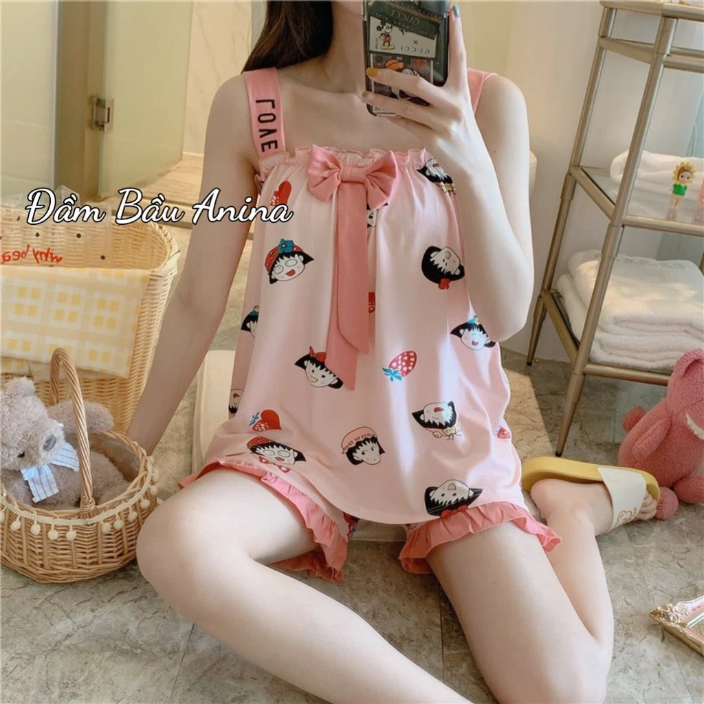 Bộ đồ ngủ bầu đẹp - Bộ ngủ 2 dây hình thú ngộ nghĩnh cute siêu đẹp đẹp BC11