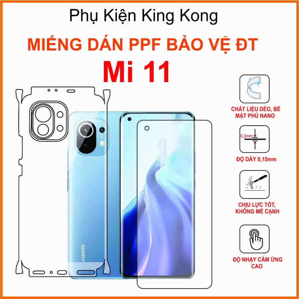 Miếng dán Ppf Xiaomi Mi 11 Dán Ppf chống bám vân tay