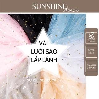 Vải lưới lấp lánh đính sao nhũ chụp nails chụp bánh trang trí decor sinh nhật