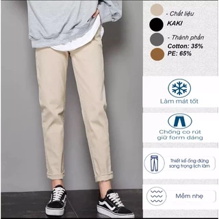 Quần kaki nam nữ sắn ống xuông basic sành điệu baggy cực hot 1kenz