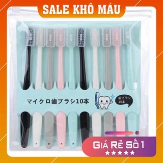 Bàn chải đánh răng 💖 Freeship💖 Set 10 bàn chải NHẬT BẢN túi zip tiện lợi mẫu mới