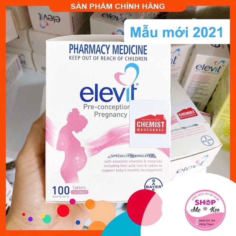 {Mẫu mới Date 2026} Elevit bầu Úc - Vitamin Tổng Hợp cho bà Bầu 100 viên mẫu mới date mới, giúp mẹ bầu khỏe, con khỏe