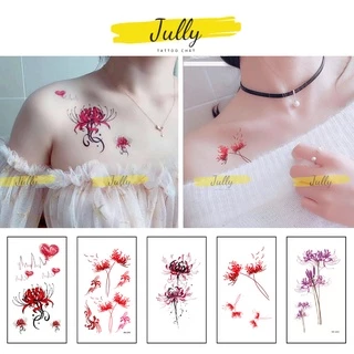 Hình xăm dán tạm thời hoa bỉ ngạn mini JULLY Tattoo chất chống nước