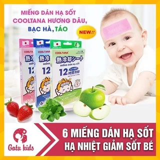 Hộp 6 Miếng Dán Gel Hạ Sốt, Làm Mát Cooltana dịu ngay cơn sốt của bé (Hương Dâu, Bạc Hà, Táo)