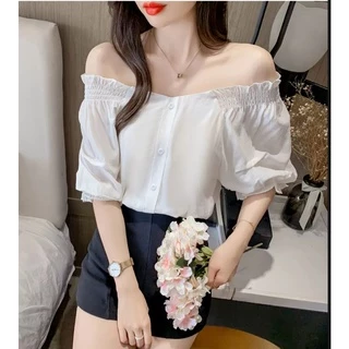 Áo Kiểu Tay Peplum Cách Điệu Bẹt Vai Phong cách Hàn Quốc