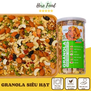 Granola siêu hạt dinh dưỡng ăn kiêng không đường - Ngũ cốc siêu hạt - siêu macca dinh dưỡng giảm cân nhiều vị hũ 500gr