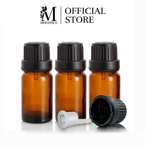 Chai lọ đựng tinh dầu thủy tinh Mocotics dung tích [5ml/10ml/15ml/20ml/30ml/50ml/100ml] nắp đen nhỏ giọt chai màu nâu