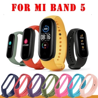 Dây Đeo Thay Thế Chất Liệu Silicon Màu Trơn Cho Xiaomi Mi Band 5 Xiaomi Band 4 Miband