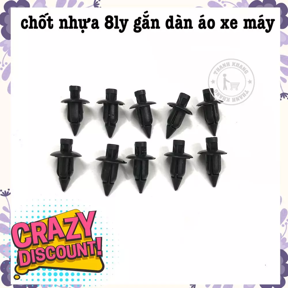 Bộ 10 chốt nhựa 8 ly gắn dàn áo xe máy thanh khang 022000032