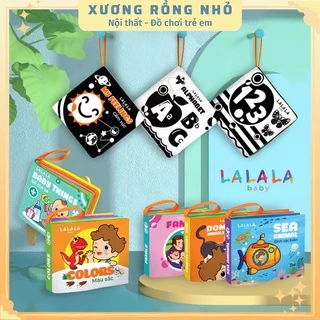 Sách vải Lalala baby cho bé, 8 mặt sột soạt 12x11cm,, an toàn cho bé, đồ chơi giáo dục sớm